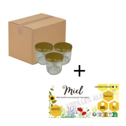 Pot 500 gr (370 ml) T063 + capsules + étiquettes miel - Pack de 12